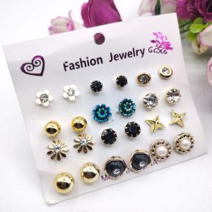 trendy alloy stud earrings set of 10 pairs delivery in 3 5 days