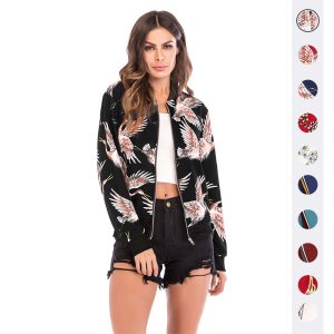 women printed baseball jacket autumn black crane pattern size color : s sapphire blue vertical stripes xxl small white flower xl small white flower l small white flower m small white flower
